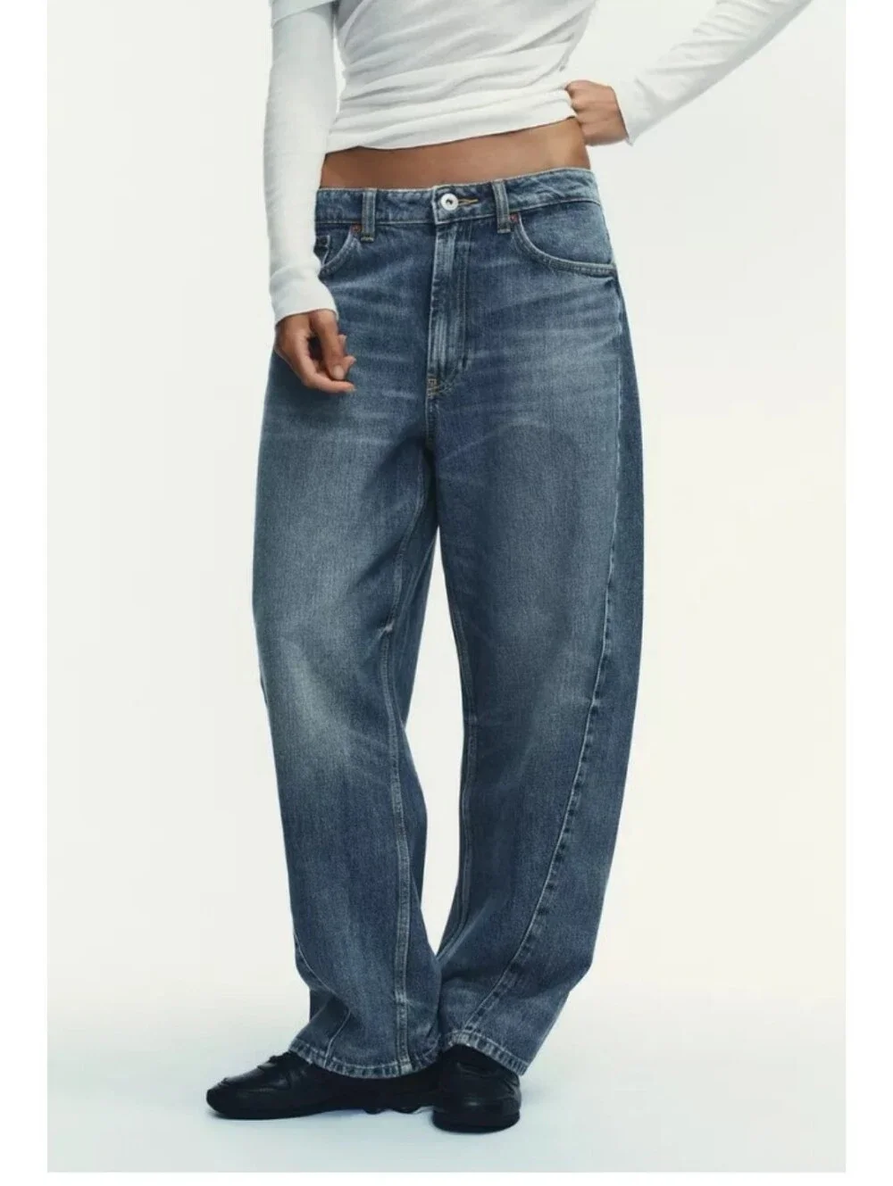 Zara TRF Baggy balloon Barrel Relaxed Loose Fit Jeans Sz-10